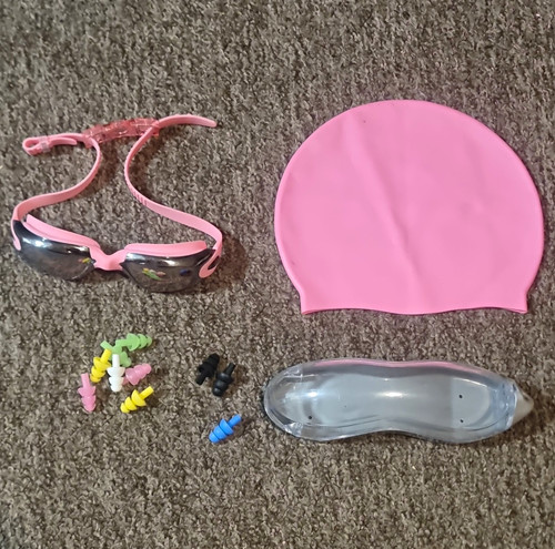 Kids pink swimming goggles set - pink,